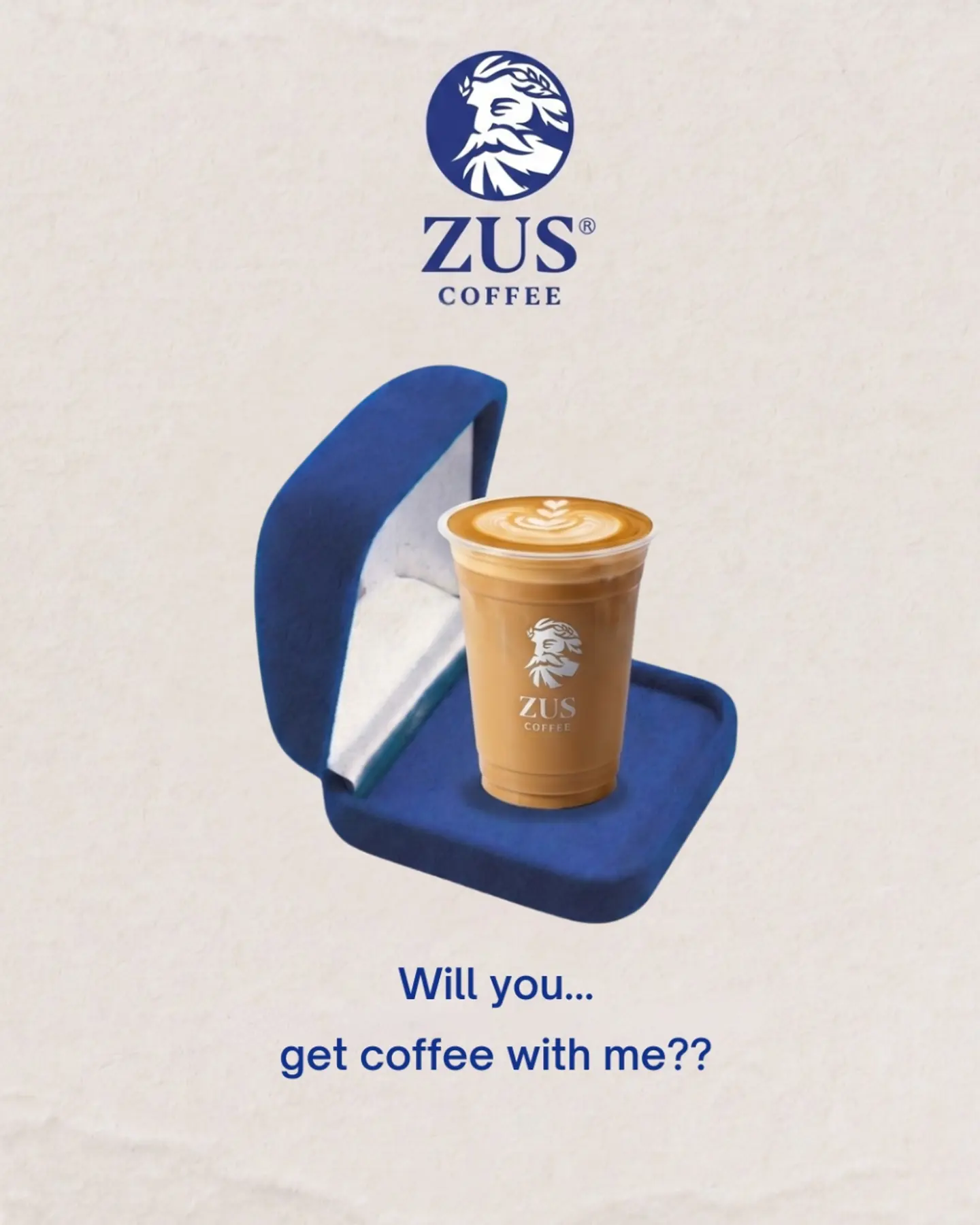 Coffee poster: an iced coffee cup on a white ground with the line "Will you… get coffee with me?".